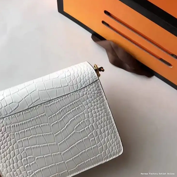 Cheap White Gold Hardware Roulis Hermes Leather Bag In Alligator 0503